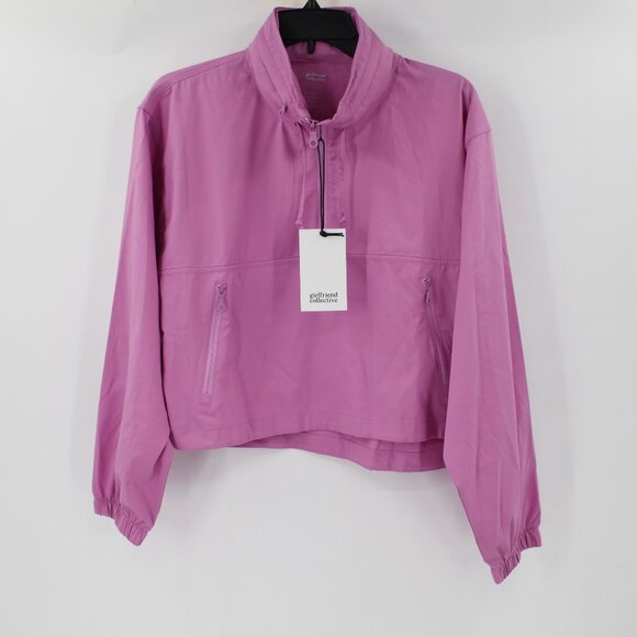 Girlfriend collective windbreaker jacket women's small zip up crop pink hooded - Picture 1 of 15